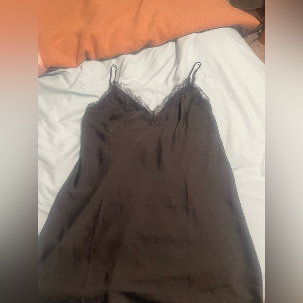 Victoria’s Secret Size Medium Sateen Black Slip Lace